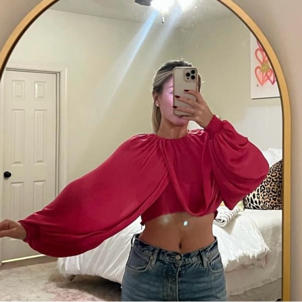 Zara Long Sleeve Cropped Blouse - Picture 4 of 8